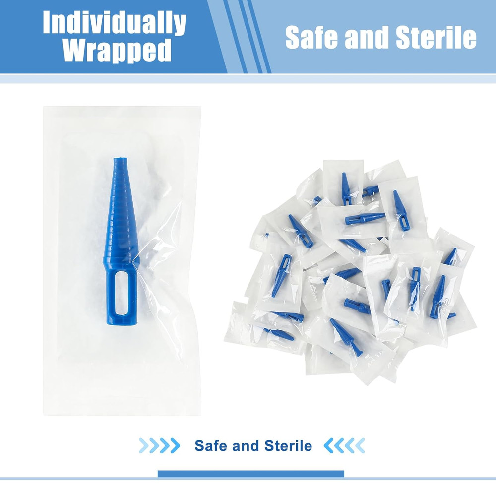 30 Sets Blue Catheter Plug Tube Tip Protectors Individually Packaged