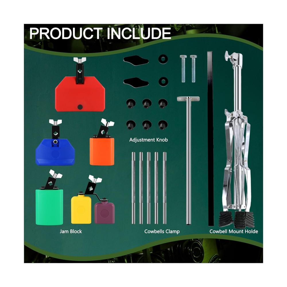 RANMING Jam Block Set,Jam Block Percussion Stand,Triangular Double Brace Desi...