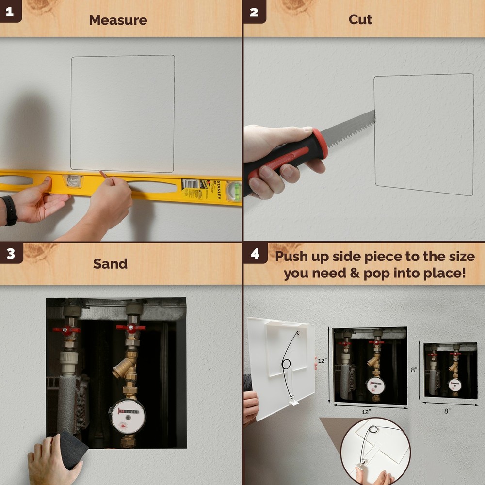 Morvat 8x8 Adjustable Spring Access Panel for Drywall & Ceiling
