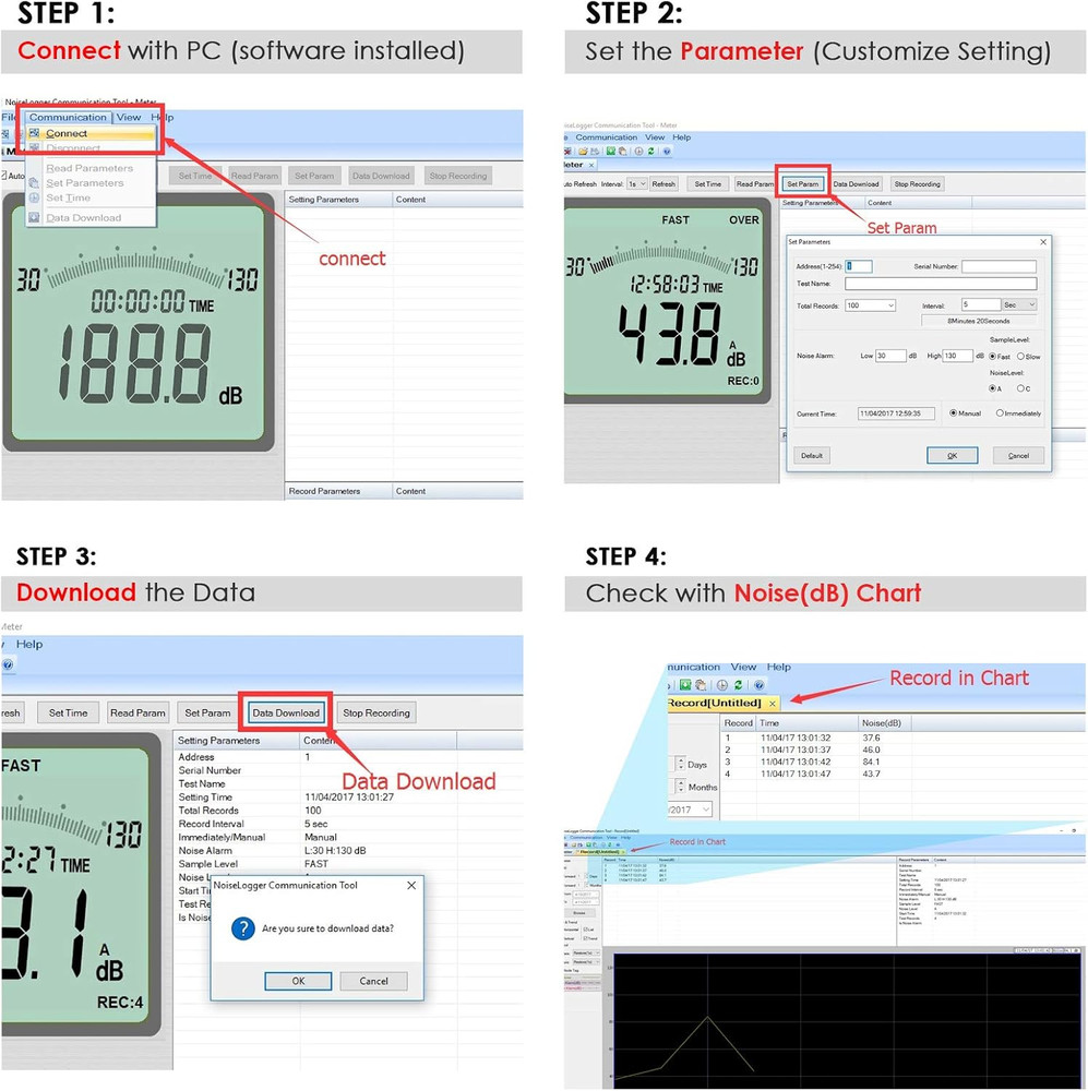 Decibel Meter Sound Level Meter with Data Logging, High Accuracy Db SPL Meter wi