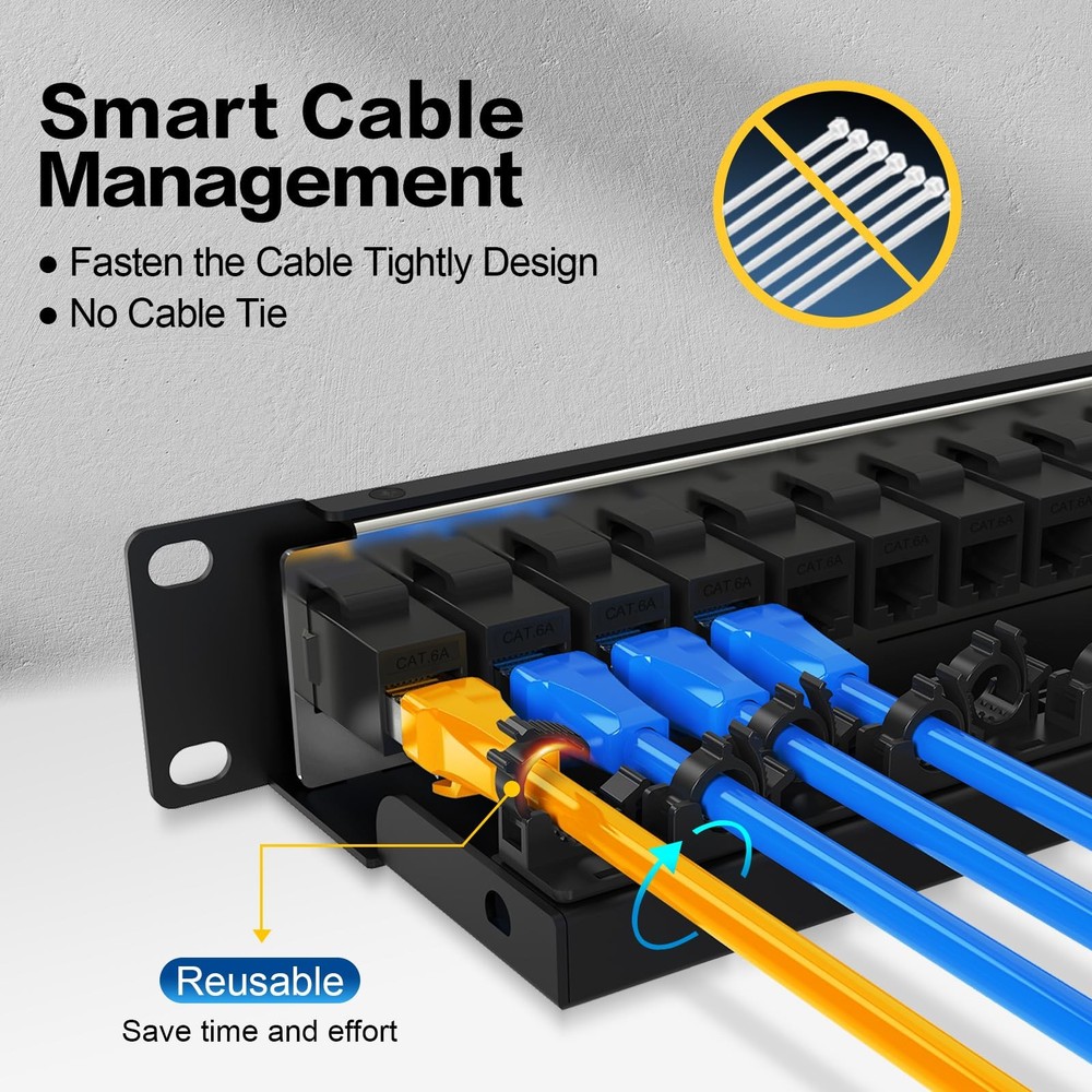 Patch Panel 12 Port【EC Listed】 10Gbps Cat6A Ethernet Network Patch Panel with...