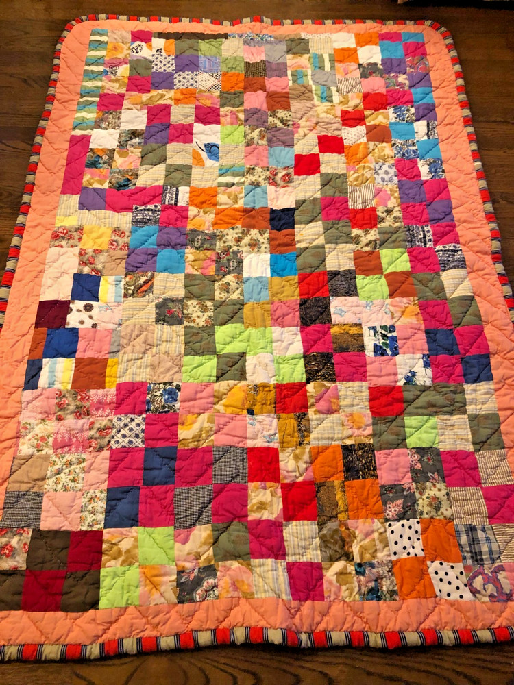 Gorgeous Moslty Hand Stitched Patchwork Quilt 52"x 76"