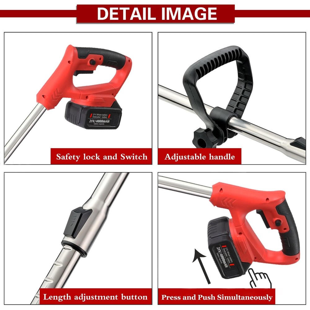 Weed Wacker Cordless Electric Brush Cutter Stringless Weed Eater with 2 Types...