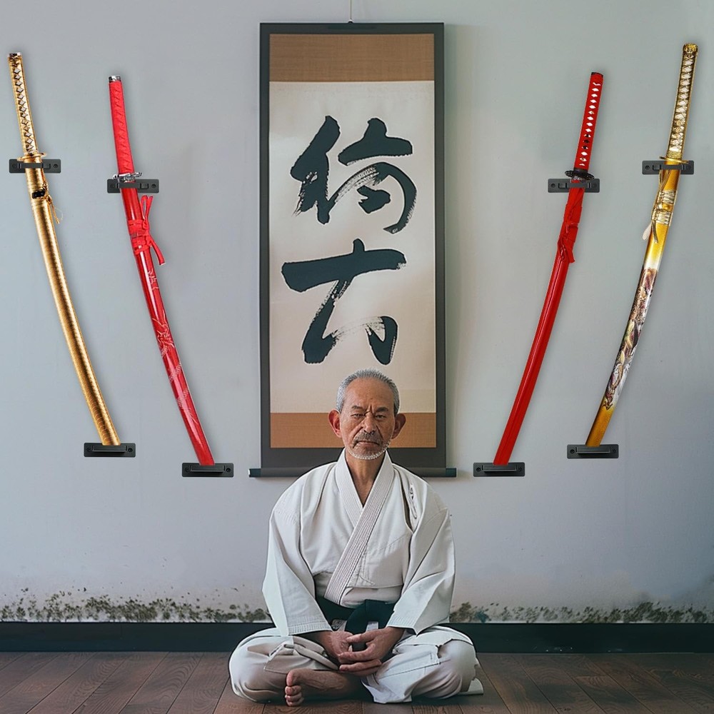 Elifinds Vertical Katana Wall Mount Holder Adjustable Samurai Sword 1-Tier