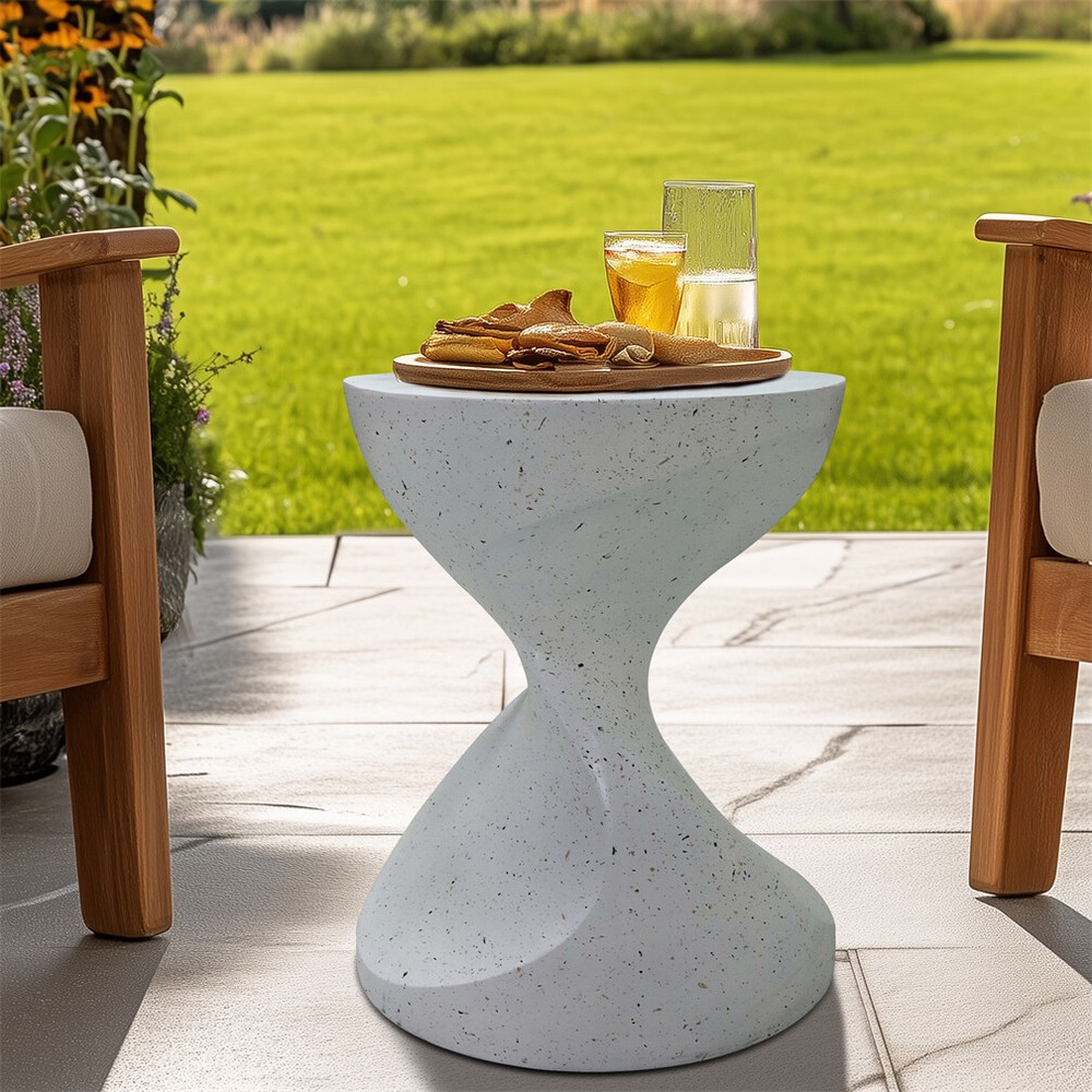 Twisted Concrete Stool Table Outdoor Indoor Aceent Coffee Table End Side Table