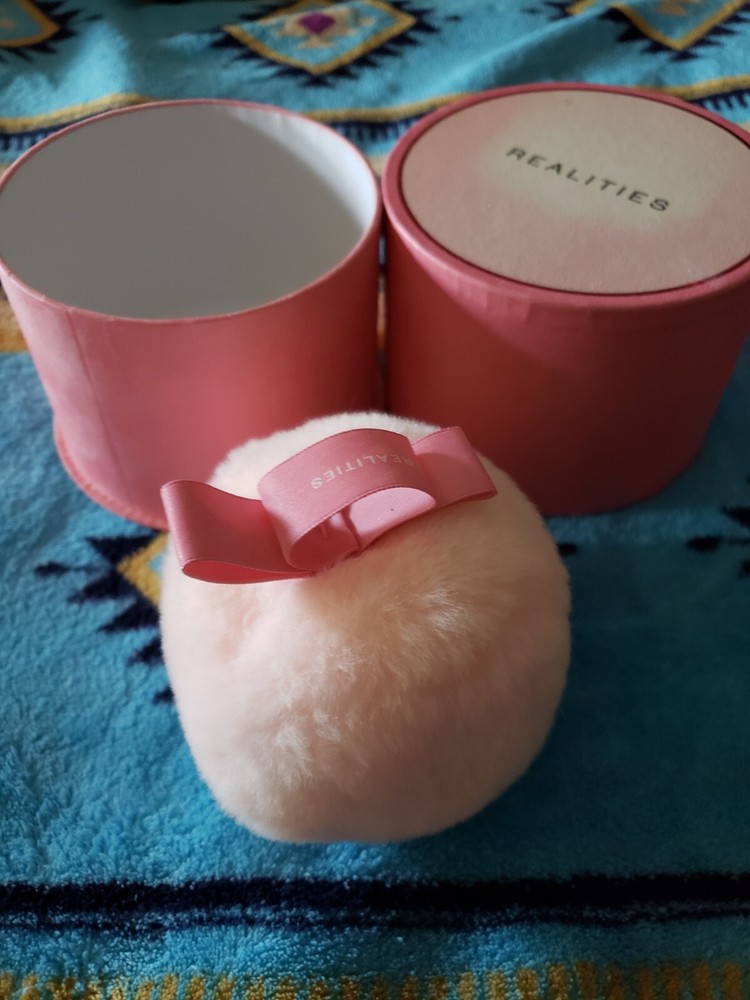 Pink Powder Box With Puff Empty Refillable