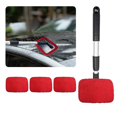Car Windshield Cleaner, Microfiber Auto Cleaning Wiper with Red-Rectangle