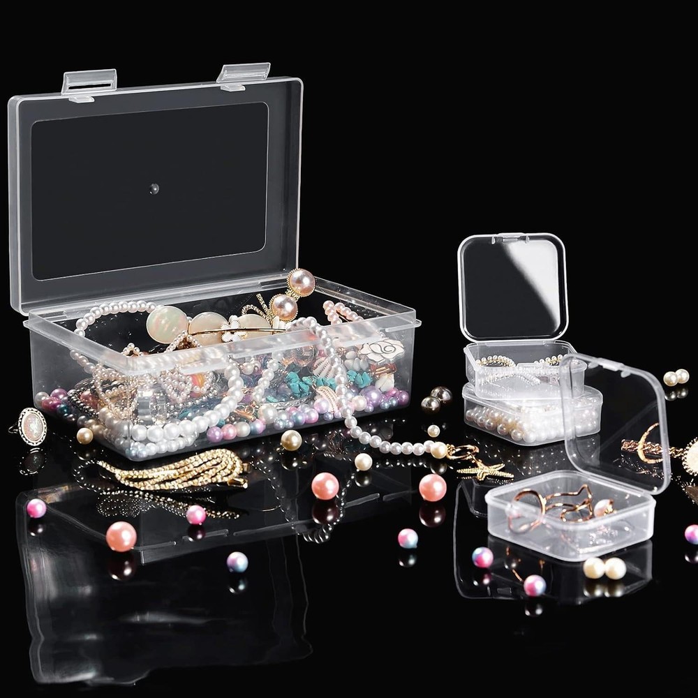 Two Pack Bead Organizer Box with Hinged Lid - 30 Mini Clear Plastic