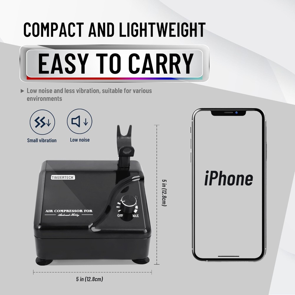 Timbertech Professional Airbrush Kit with Multi-Functional Compressor AS-207K,