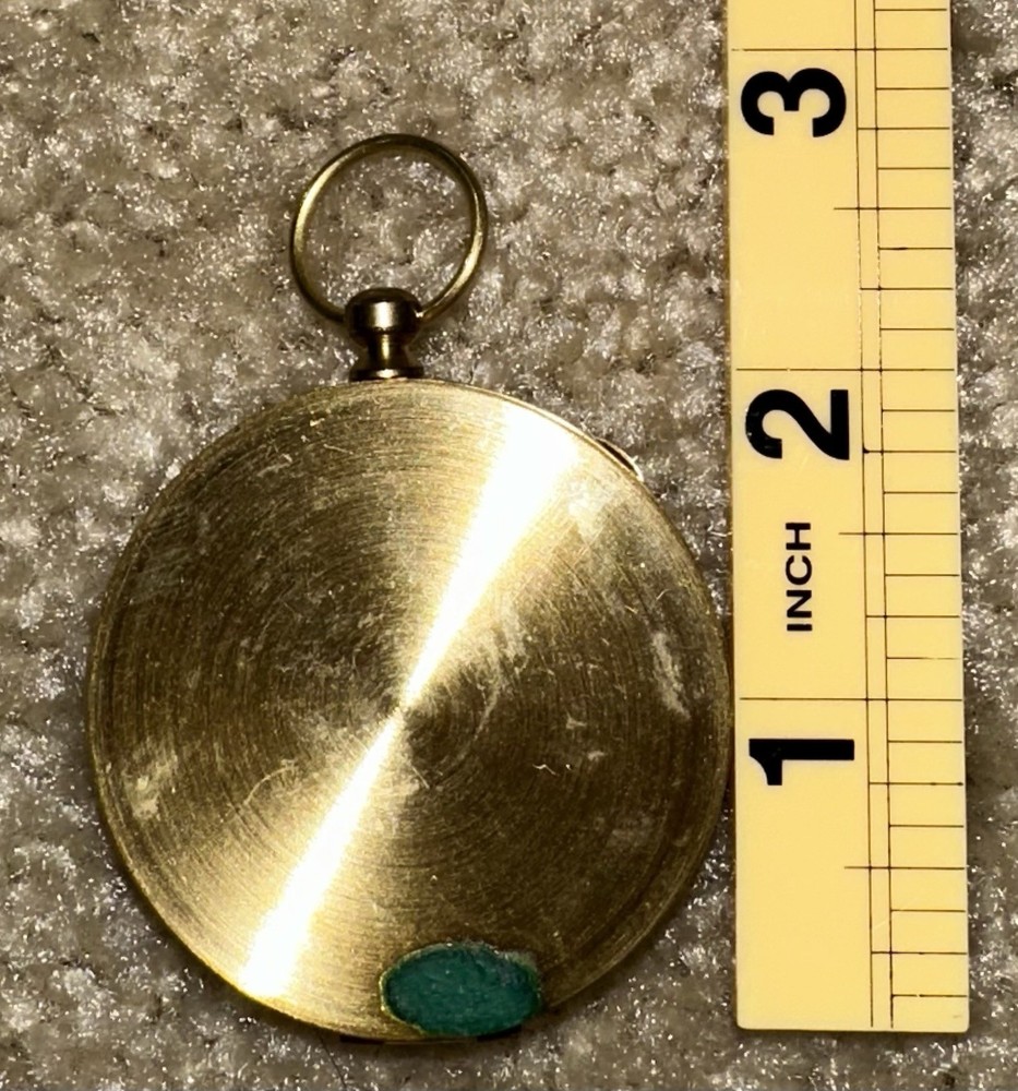 Antique Vintage Compact Portable Push Button Locking Pocket Compass