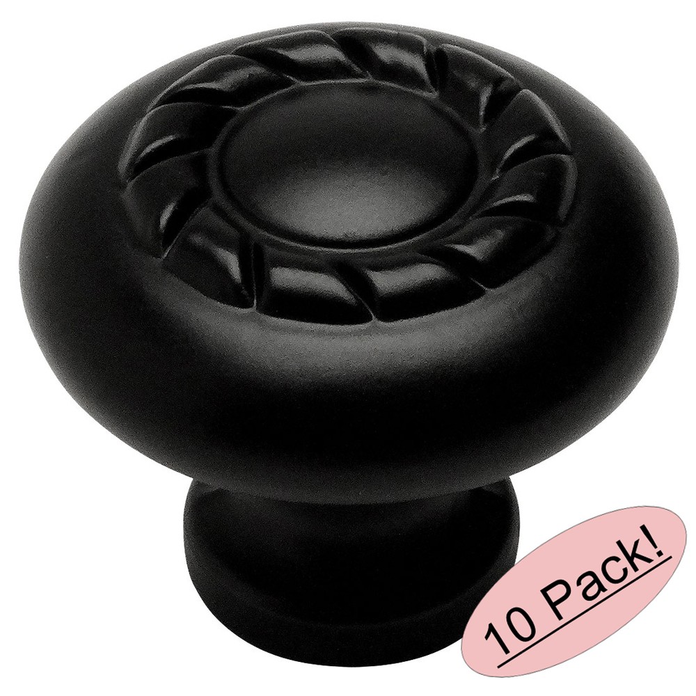 *10 Pack* Cosmas Cabinet Hardware Flat / Matte Black Rope Knobs #4113FB