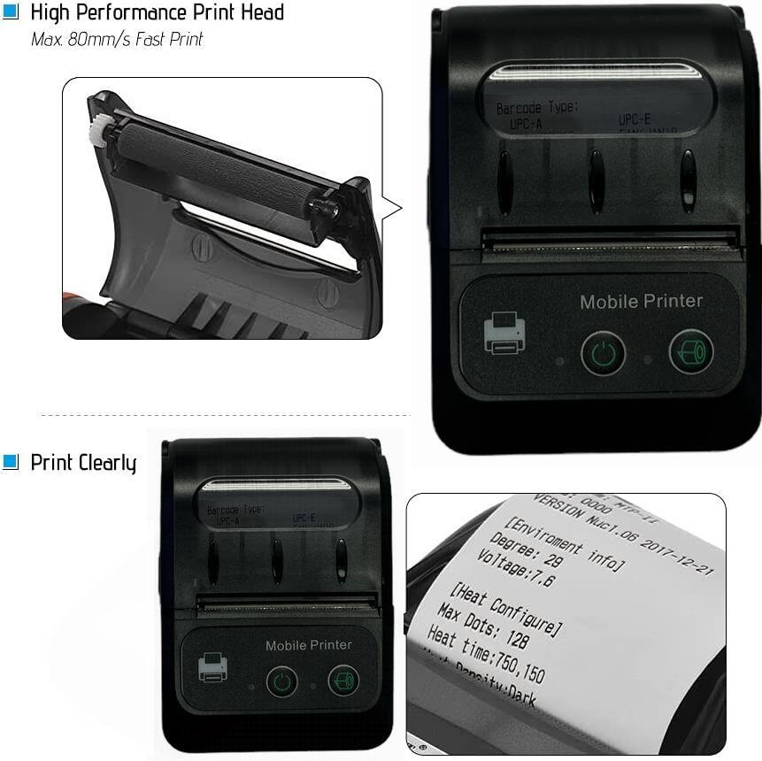 Mini 58mm Portable Bluetooth Wireless Pocket Mobile POS Thermal Receipt Printer