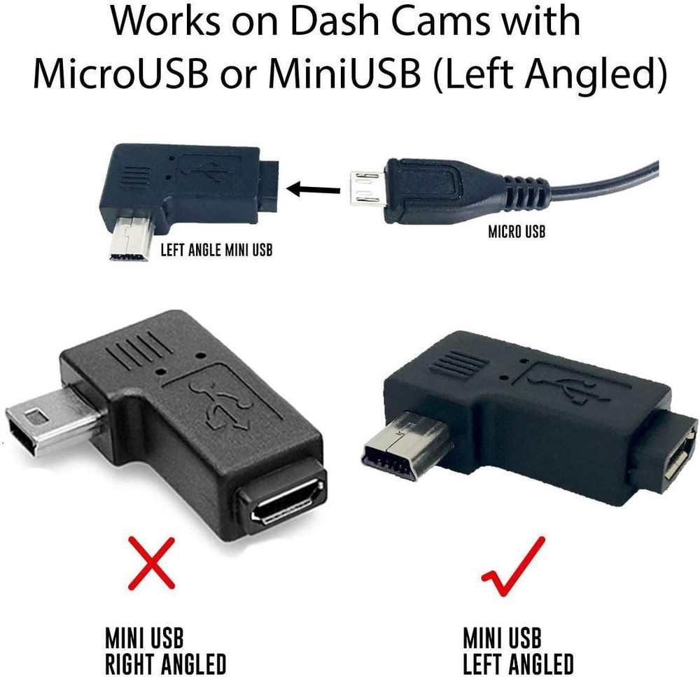 15Ft Micro USB & Mini USB Dash Cam & Type-C Hardwire Kit W. Mini(Acs)/Lp Mini(Ac