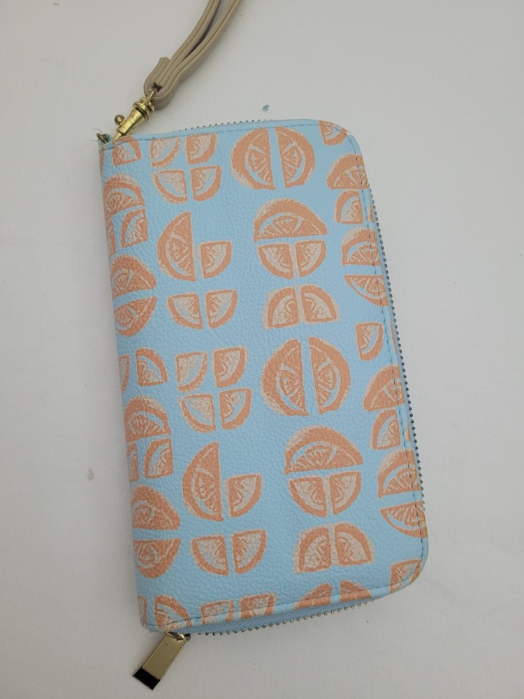 Mossimo Wallet Womens Zip Up Oranges Blue
