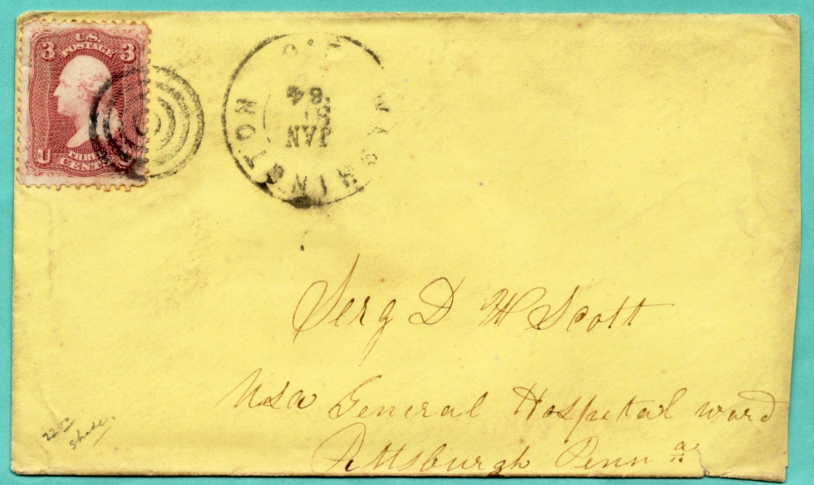 U.S. Scott : 26 with circle cancel :  for  Washington, D.C. ( 1864)   /  MB- 727