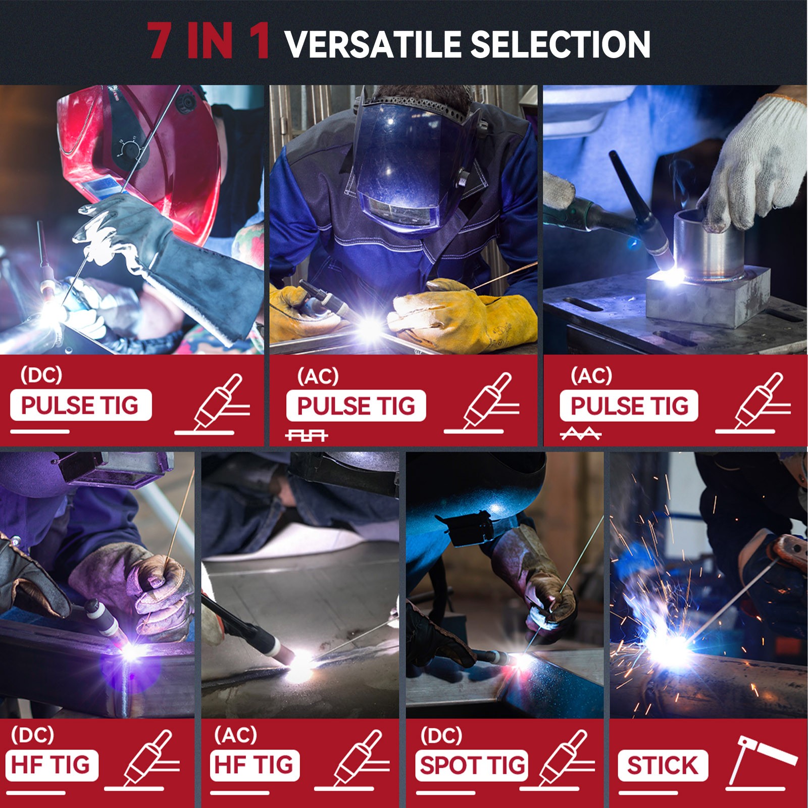 ARCCAPTAIN TIG Welder AC/DC 200Amp with Pulse, Aluminum TIG Welder 110V/220V