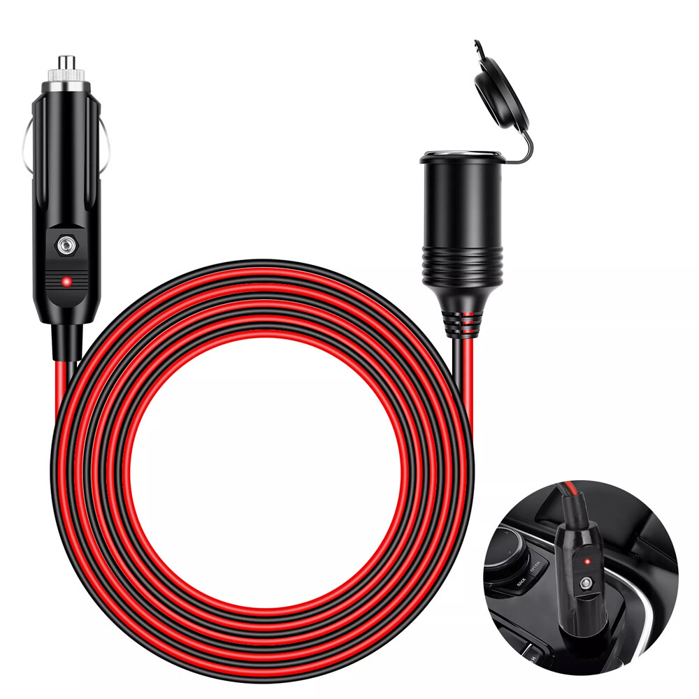 12V Car Cigarette Lighter Socket Extension Cord Cable Heavey Duty Adapter 13FT
