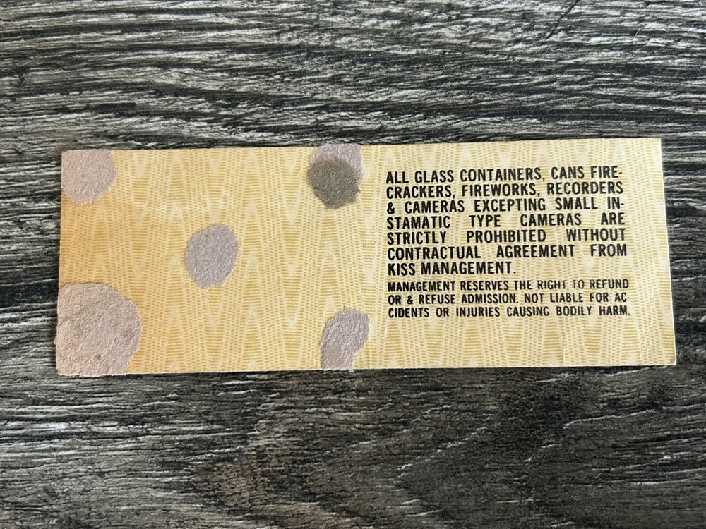 KISS FULL TICKET STUB Texas 9/4 1977 Love Gun Concert Tour Vintage Kiss Aucoin B