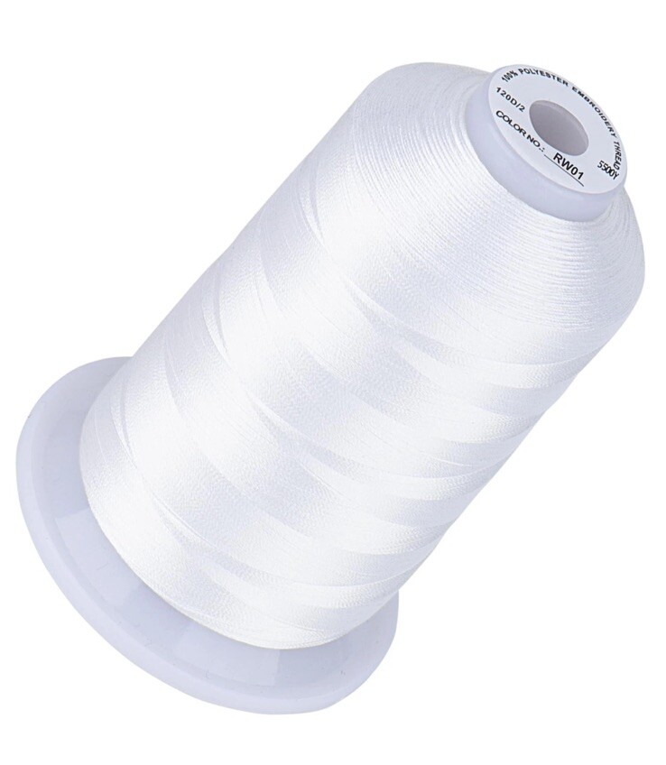 5500Yds 40WT Embroidery Thread – 100% Polyester White