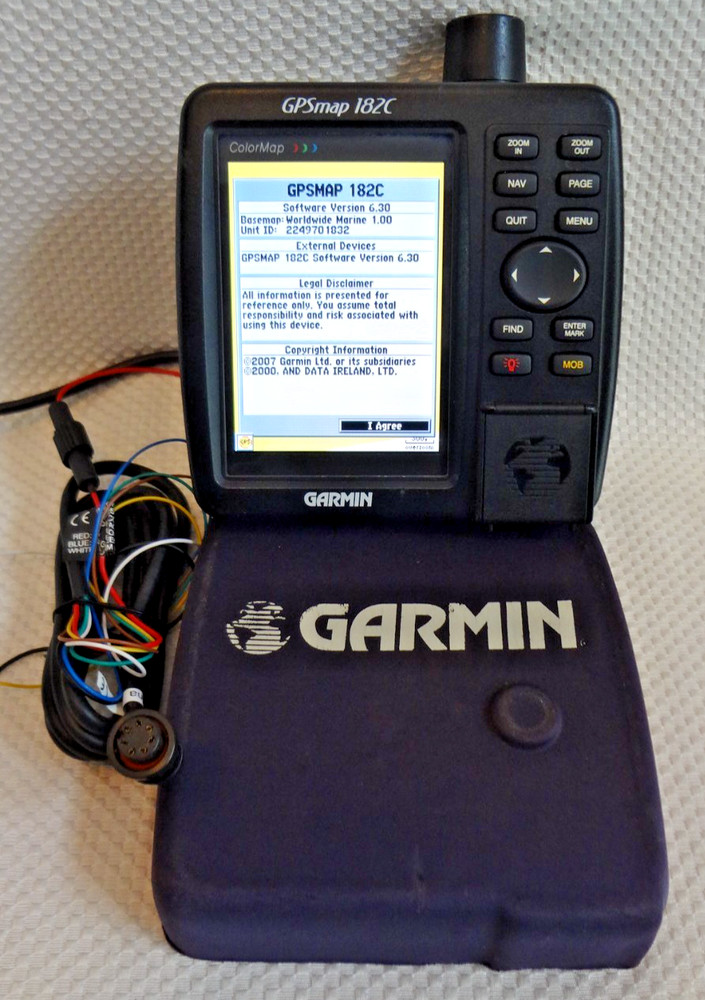 GARMIN GPSMAP 182C MARINE CHART PLOTTER FISHFINDER GPS w PWR ANTENNA KNOBS COVER
