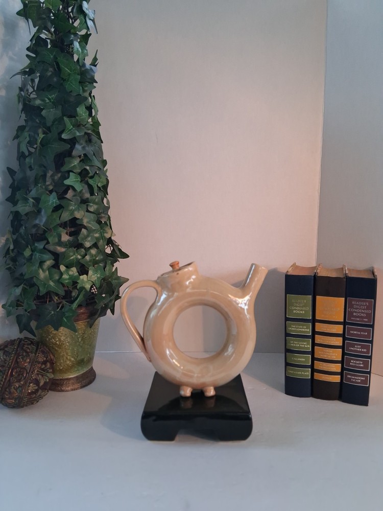 Donut Shaped Teapot w/ Lid; Handmade;