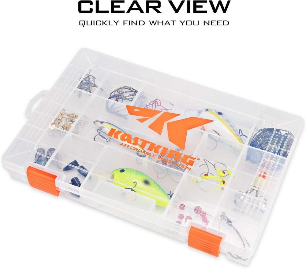 Durable 2 Pack Plastic Tackle Boxes with 18 Adjustable Compartments - Waterproof