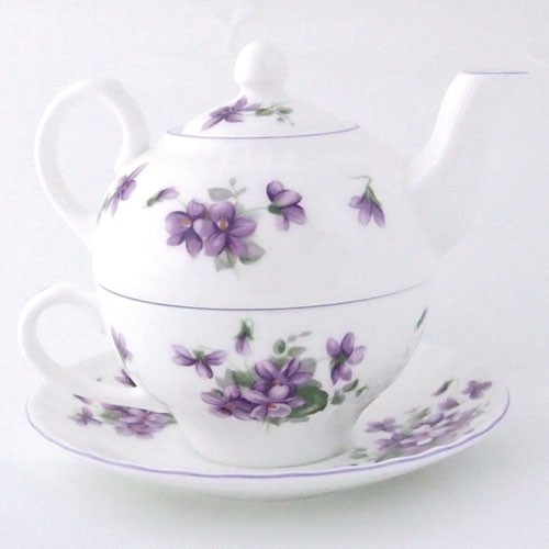 English Violet Tea for One Set