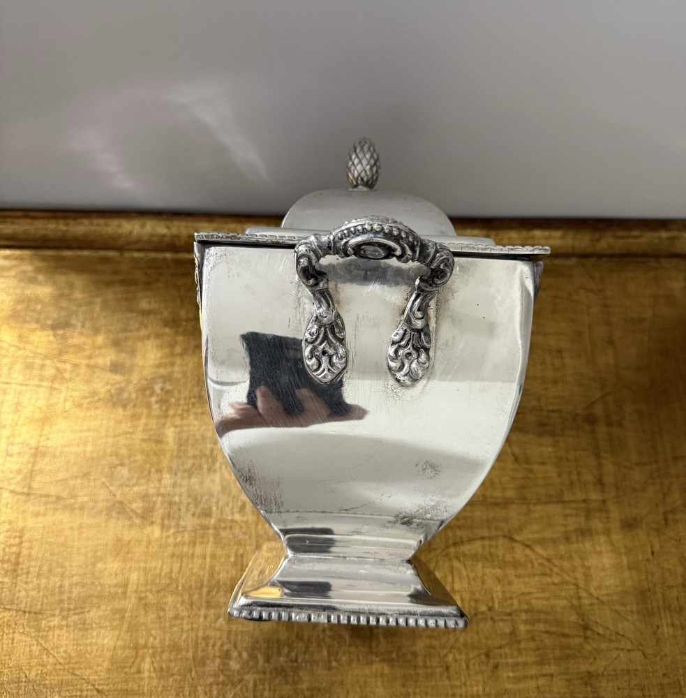 Decorative Only Silver Plate Tea Candy Jar