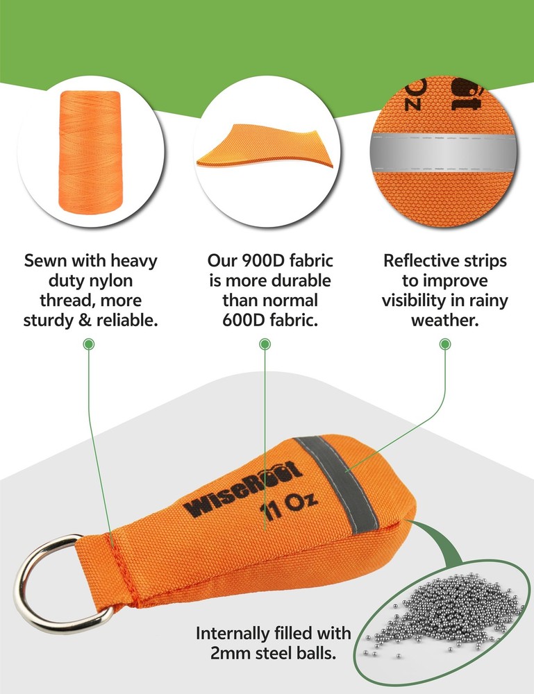 Arborist Throw Line Kit Slick Rope 164 Ft Orange for Tree Climbing
