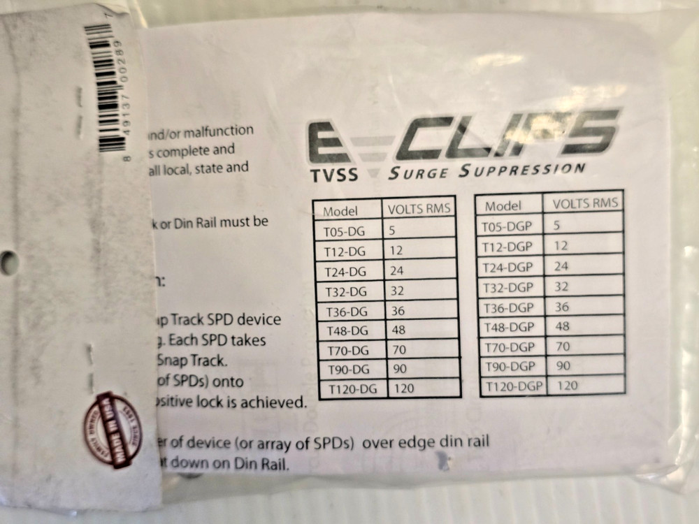 Space Age Electronics E CLIPS T24-DG 24V low voltage surge protector, NEW