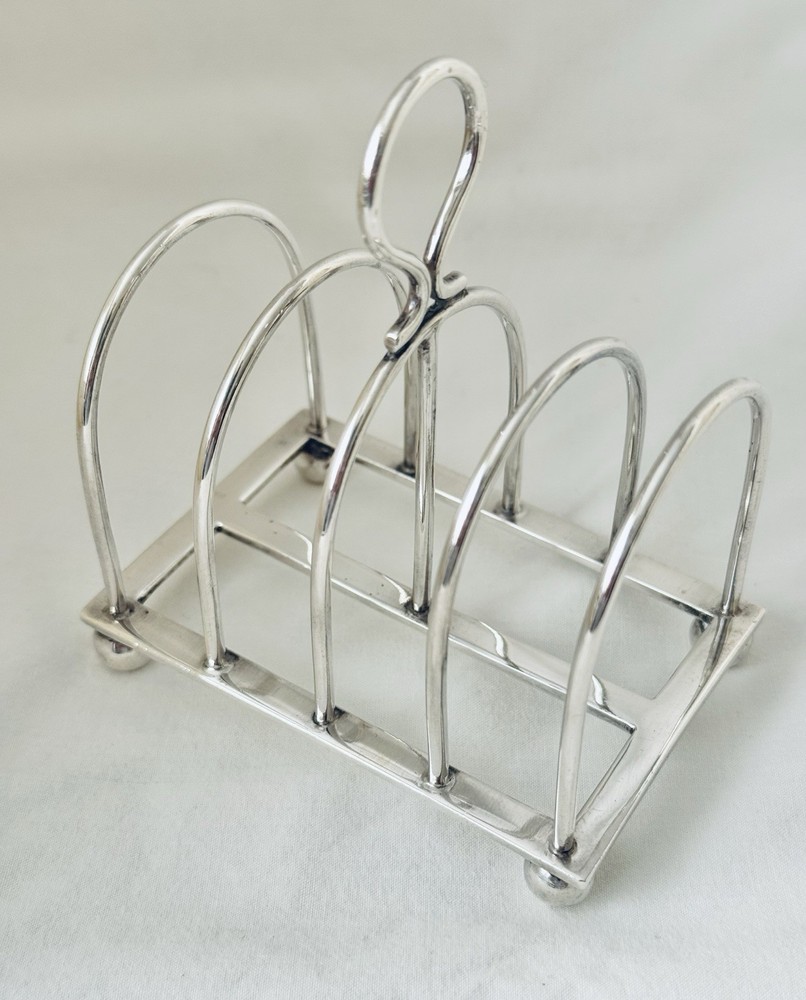 Antique Edwardian Scottish Solid Sterling Silver Toast Rack Edinburgh 1908
