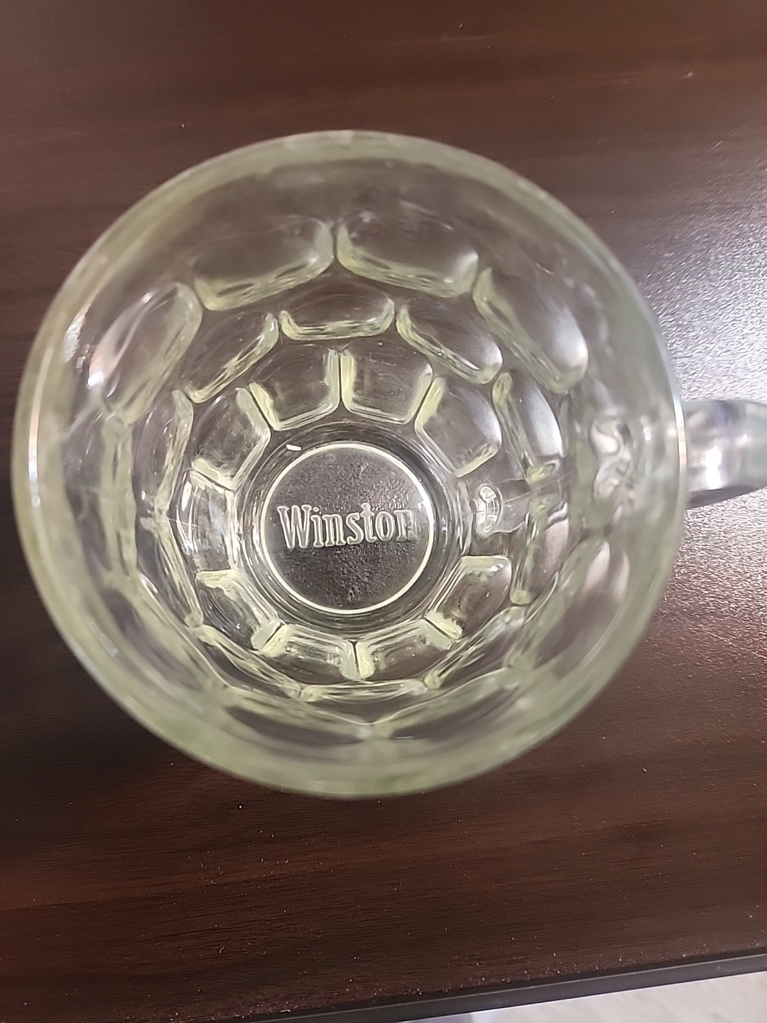 Winston Cigarettes Clear Dimpled Thumbprint 16oz. Glass Beer Drink Mug Tankard