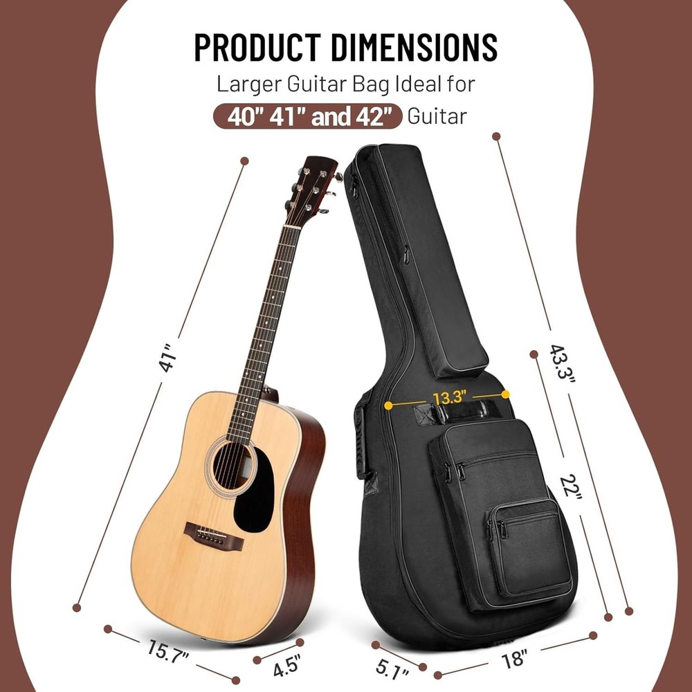 Deluxe Waterproof Guitar Case with 6 Pockets - Adjustable, Stylish, Protective