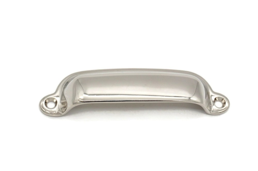 Polished Nickel Bin Pull Antique Style Bin Cup Pull Marine Cabinet Boat Bin Pull
