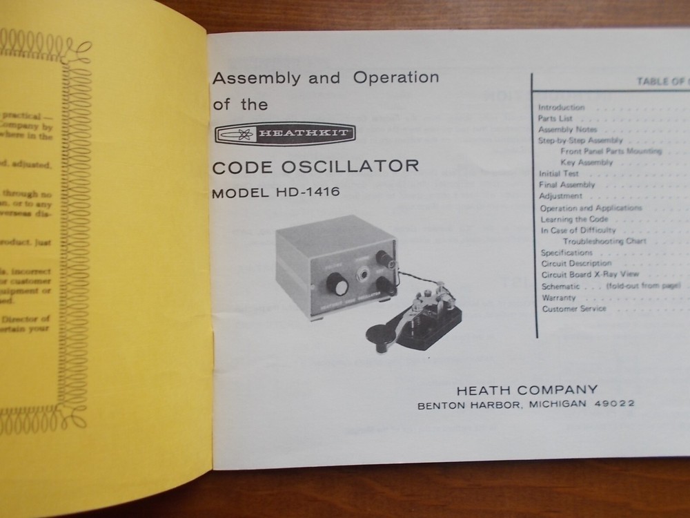HEATHKIT MANUAL Code Oscillator -model HD-1416 original manual 1-595-1732-02