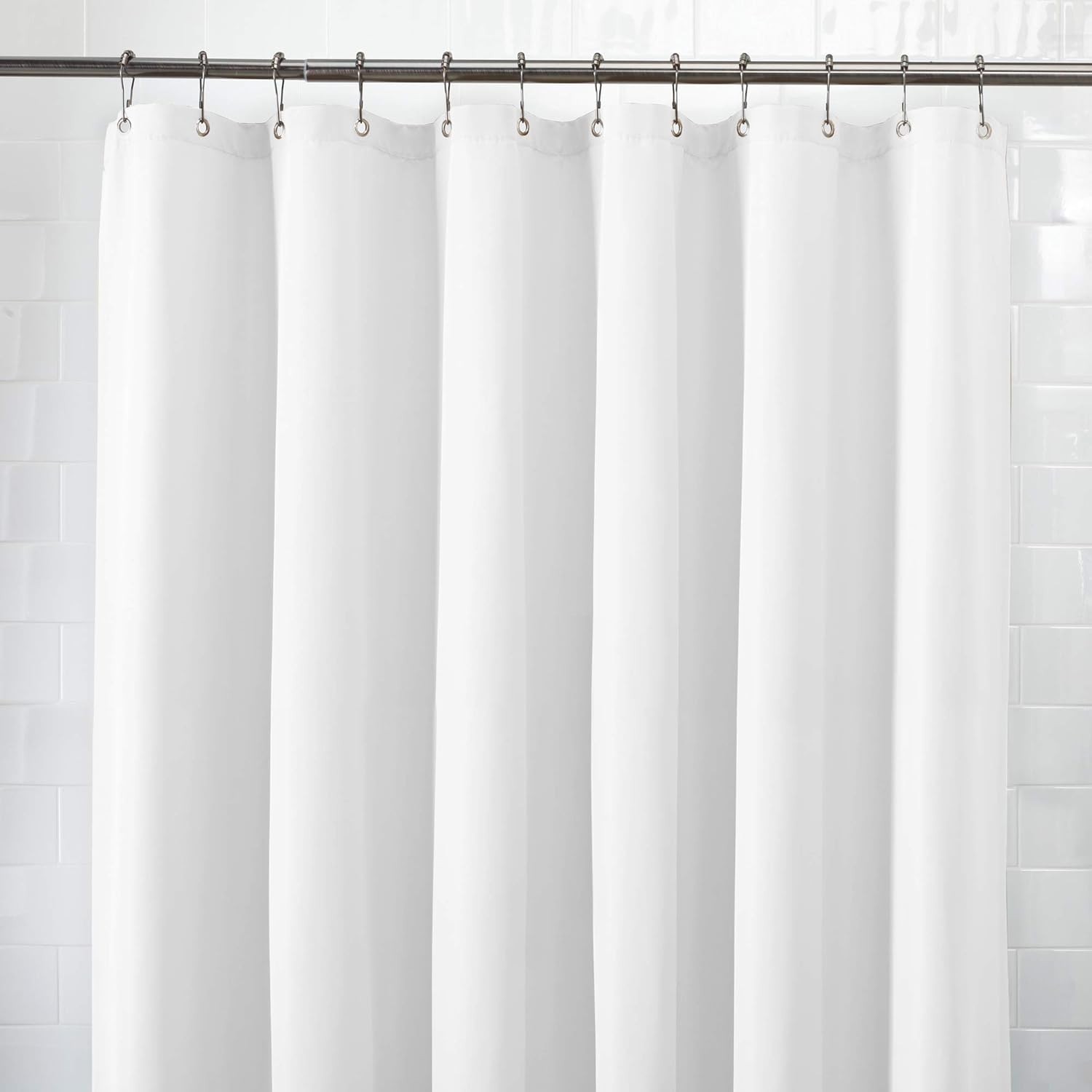 Maytex Waterproof Fabric Shower Curtain or Liner  70" x 72" in White Finish