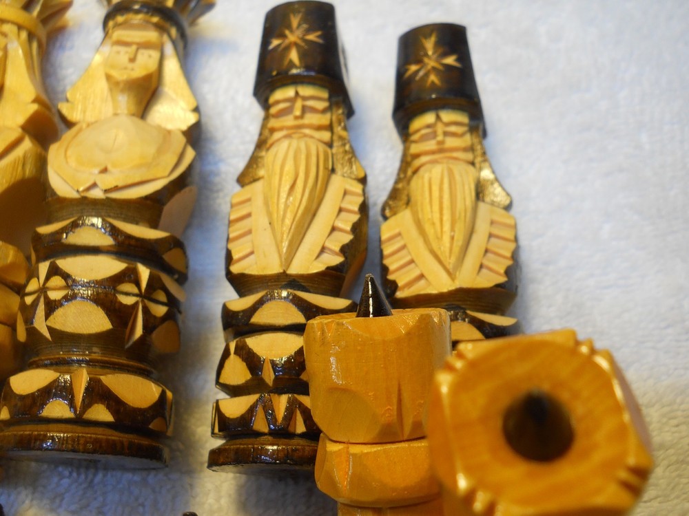 Hand Carved Russian Chess Set with Box