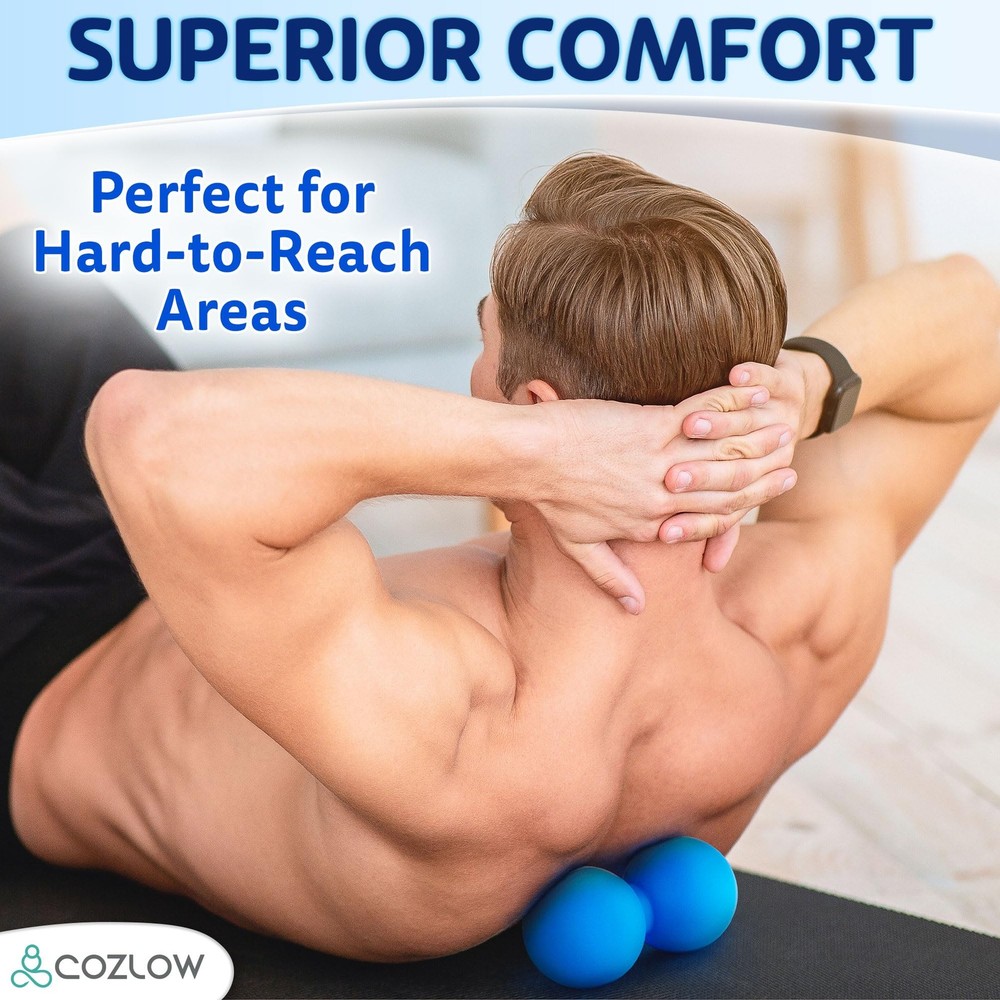 Double Lacrosse Massage Ball - Cobalt Blue - Peanut Trigger Point Roller for ...