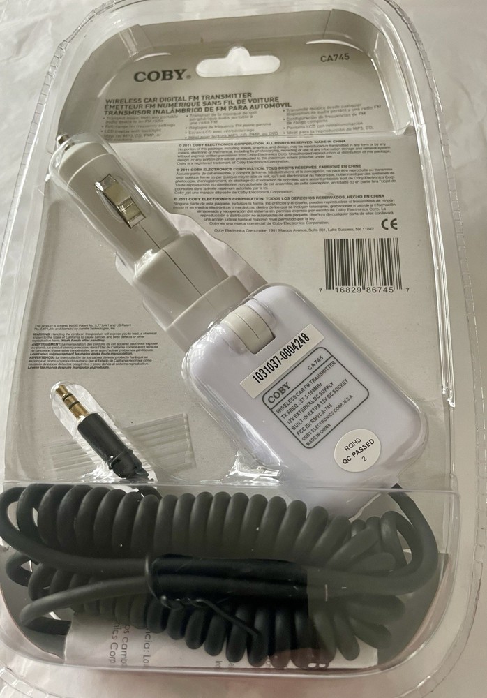COBY CA745 Wireless Digital FM Transmitter 3mm Plug For Mp3 CD DVD PMP Etc New