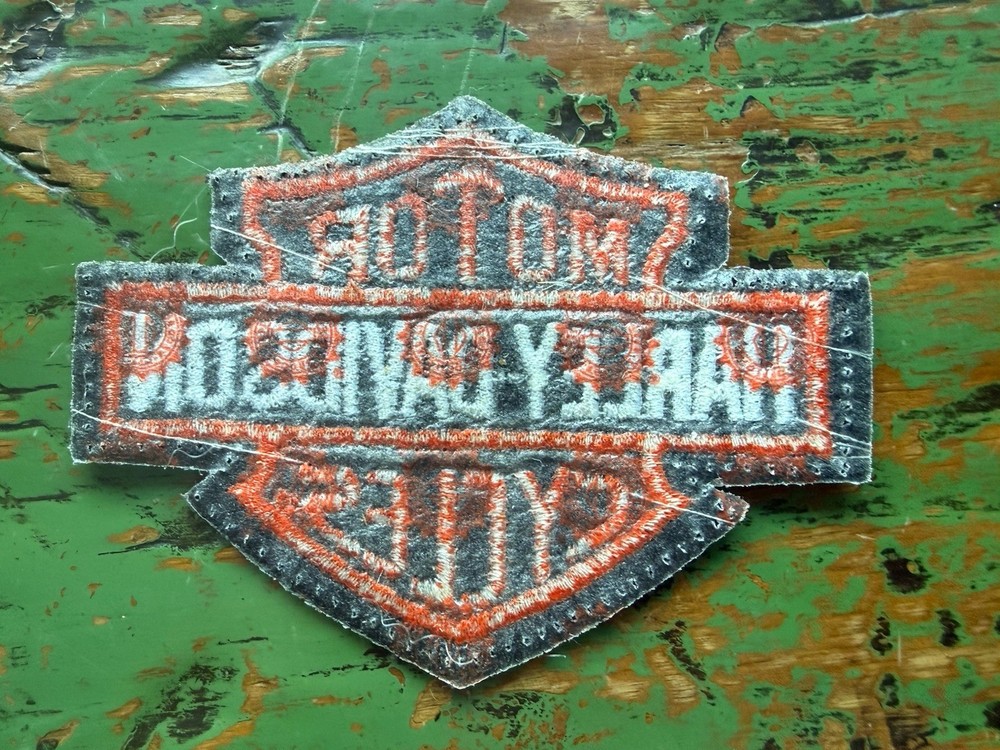 Harley-Davidson HD Bar & Shield Patch Iron On Orange Black Embroidered