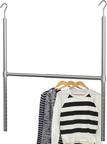 Simple Houseware Adjustable Closet Hanging Rod, Chrome 1 Pack, 1