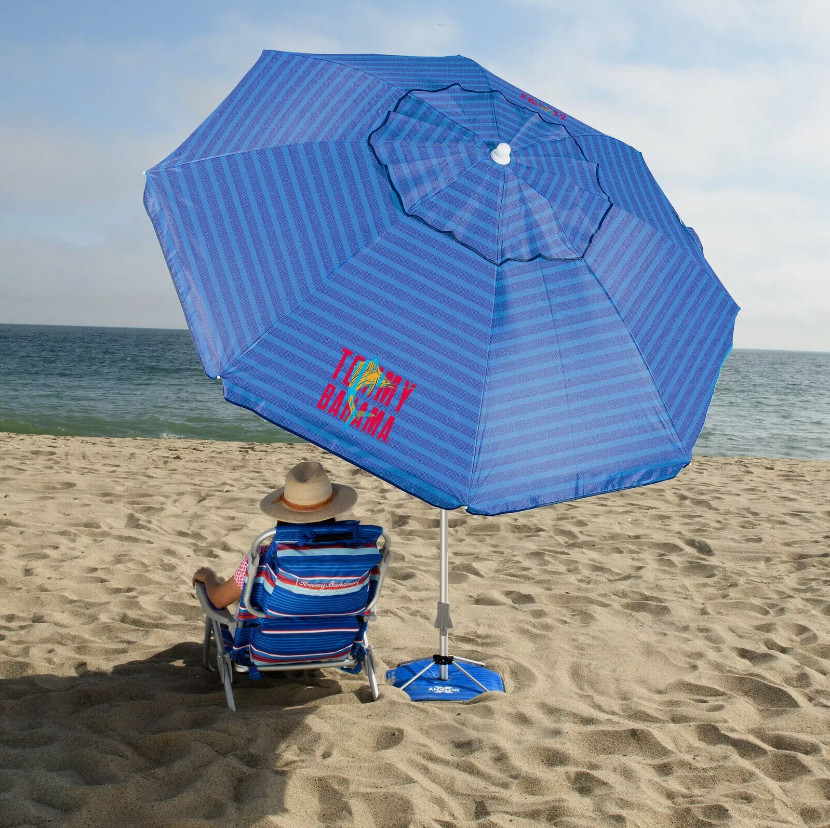 Tommy Bahama 8 ft Beach Umbrella with wind vent and sand anchor- Rich blue