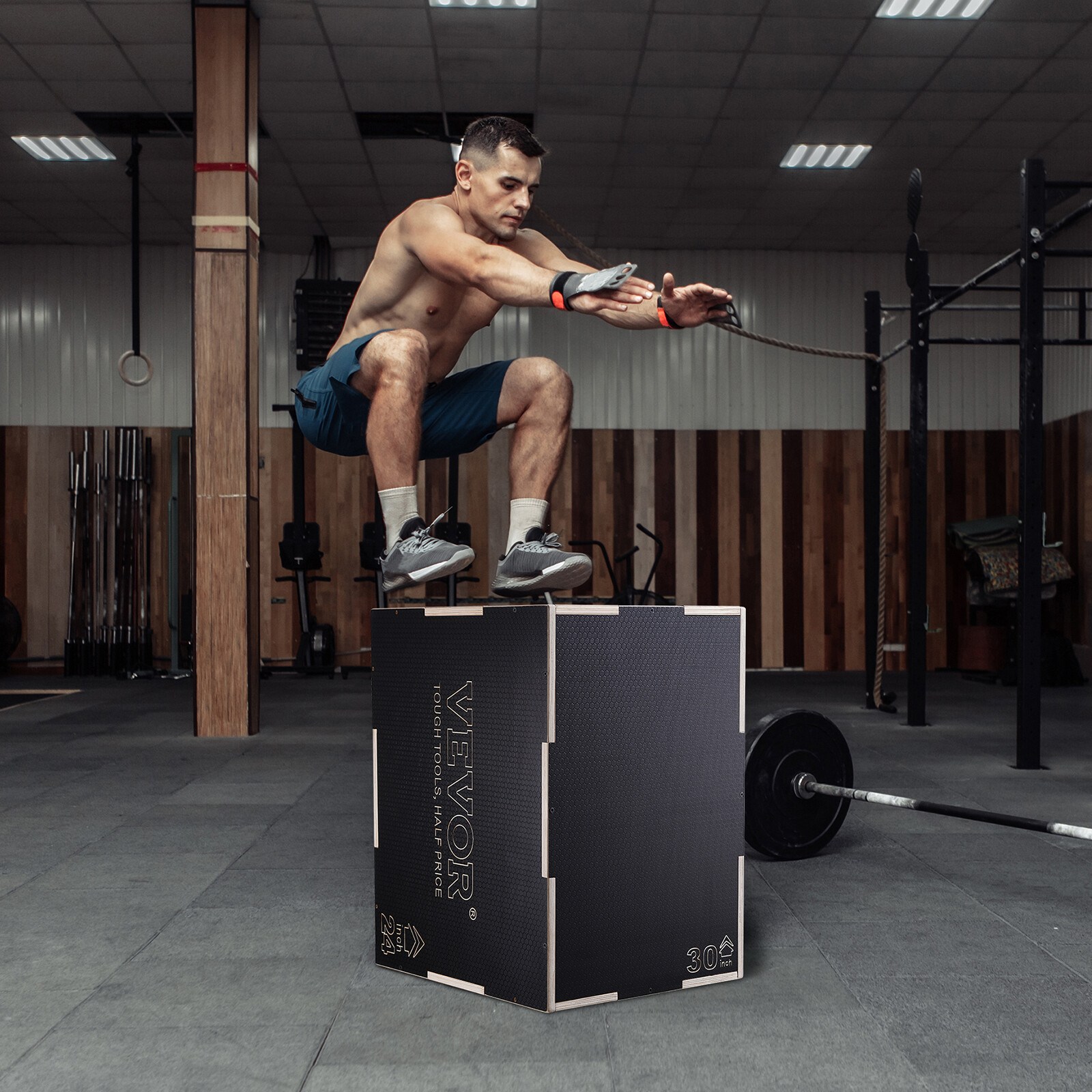 VEVOR 30/24/20 Inch 3 in 1 Plyometric Jump Box Fitness Exercise Plyo Box Wooden