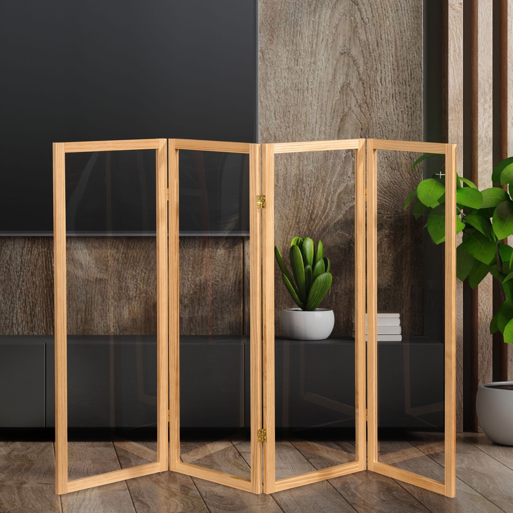 4 ft. Short Clear Plastic Partition Natural 4 Panel