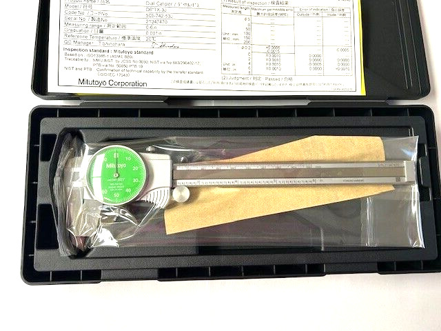 6" DIAL CALIPER .001" GRAD. MITUTOYO 505-742-53J  GREEN FACE