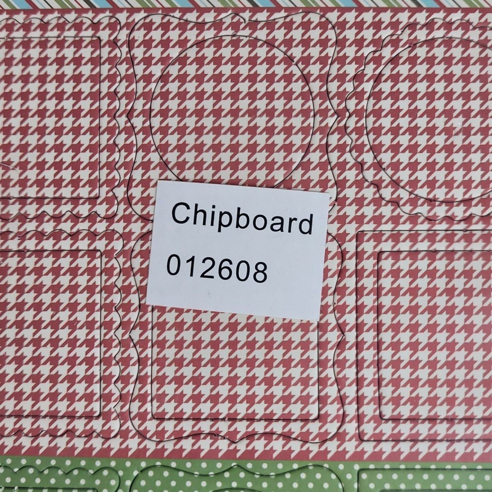 Scrapbook Card Die Cut Patterned Chipboard Houndstooth Dots Stripe 2 Sheets NEW