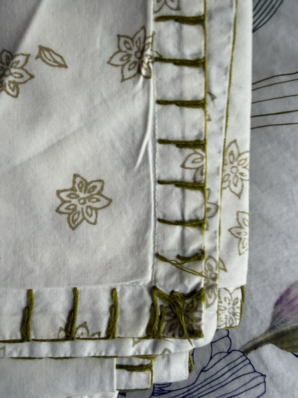 TWIN John Robshaw Organic Cotton Sage Green floral Duvet Cover - Owned (2 Avail)