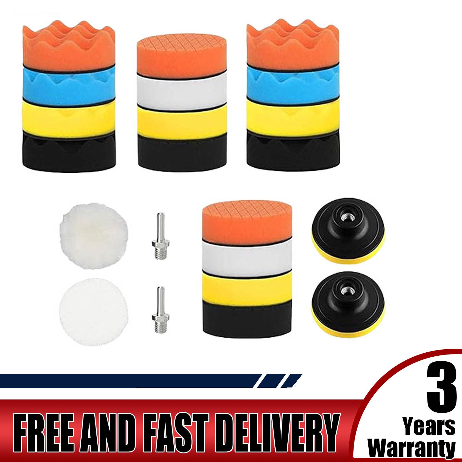 Car Buffing Pads Polishing Sponge Set 22pc 3" Waxing Foam Polisher Kit for Drill