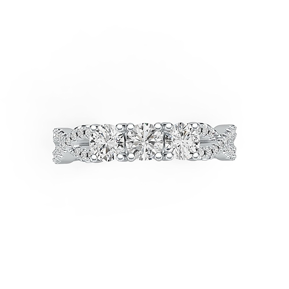 Sterling Silver Semi Mount Ring Setting Round RD 4x4mm with White Topaz