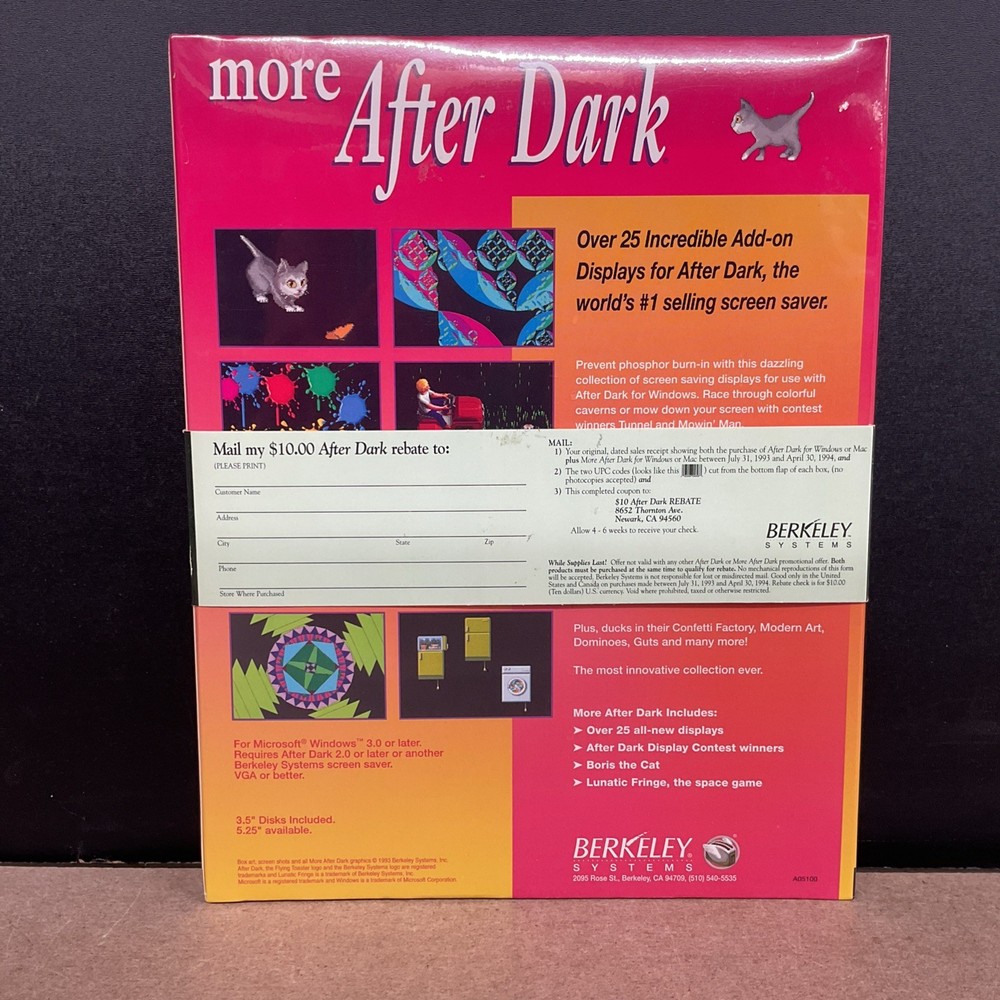 Berkeley Systems More After Dark Version 1.0 For Windows Factory Sealed